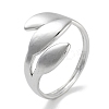 Leaf Rack Plating Brass Open Cuff Rings for Women RJEW-Z059-23P-1