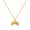 Rainbow 925 Sterling Silver Micro Pave Cubic Zirconia Pendant Necklaces for Women NJEW-F338-06G-2