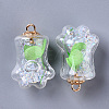Bear Paw Transparent Glass Pendants GLAA-S181-10A-2
