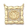 Brass Micro Pave Clear Cubic Zirconia Pendant Link ZIRC-A013-36G-1