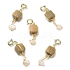 Wire Wrapped Verawood Cube Pendant Decorations KK-H445-04G-1