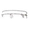 2Pcs 2 Styles 304 Stainless Steel Cable Chain Paperclip Chain Charm Double Layer Anklets for Women AJEW-AN00740-02-2