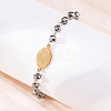201 Stainless Steel & Electroplated Glass  Miraculous Medal Virgin Cross Charm Bracelets LS-BJEW-B078-163G-5