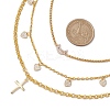 Brass & Stainless Steel Micro Pave Clear Cubic Zirconia Pendant Necklaces NJEW-JN04874-3