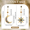 2 Pairs Colorful Rhinestone Moon & Star Dangle Stud Earrings EJEW-HY0001-33-2
