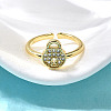 Brass Micro Pave Clear Cubic Zirconia Cuff Rings for Women RJEW-S399-14G-1