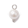 Wrinkle Textured Shell Pearl Round Charms PALLOY-JF03823-02-3