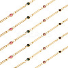 1 Bag Real 16K Gold Plated Brass Oval & Flat Round Glass Link Chains CHC-TA0001-22-1