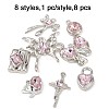 8Pcs 8 Styles Rack Plating Alloy Glass Pendants FIND-FP0002-94-3
