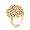 Brass with Cubic Zirconia Open Cuff Rings for Women RJEW-A035-20G-1