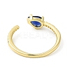 Blue Cubic Zirconia Teardrop Open Cuff Ring RJEW-H120-05G-2