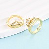 Brass Micro Pave Cubic Zirconia Cuff Rings for Women KK-T071-62G-1