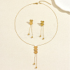 Elegant Stainless Steel Heart Pendant Lariat Necklace & Earrings Bracelet Set for Women Party Gift LF0816-5