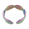 Ion Plating(IP) 304 Stainless Steel Shell Wrap Open Cuff Ring for Women RJEW-N038-102M-3