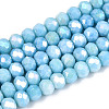 Anti-Tarnish Electroplate Rondelle Glass Beads Strands EGLA-T021-4mm-17-09-1