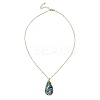 Natural Paua Shell Teardrop Pendant 304 Stainless Steel Cable Chain Necklaces NJEW-JN06362-3