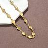304 Stainless Steel Textured Flower Link Chain Necklaces NJEW-Z084-01G-3