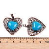 Synthetic Turquoise Peach Love Heart Pendants G-G158-01-09-3