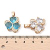 Rack Plating Leaf Brass Clear Cubic Zirconia With Glass Pendants KK-S407-18KCG-4