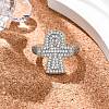 Brass Micro Pave Clear Cubic Zirconia Cuff Finger Rings for Women RJEW-C116-01G-3