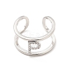 Clear Cubic Zirconia Initial Letter Open Cuff Ring RJEW-A012-01P-P-1