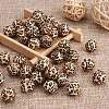 50Pcs Printed Natural Wooden Beads WOOD-TA0001-56-17