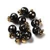 Natural Black Lip Shell Dyed Round Charms SSHEL-H071-01G-01-1