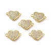 Brass Micro Pave Clear Cubic Zirconia Connector Charms KK-E068-VB340-3