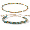 2Pcs 2 Styles Bohemian Glass Seed Bead Stretch & Slider Bracelet Set for Women VC8065-1-3