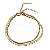 304 Stainless Steel Flat Snake Chain & Box Chain Double Layer Anklets for Women LS-AJEW-F069-02G-2