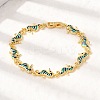 Brass Enamel Turquoise Sea Horse Link Chain Bracelets LS-BJEW-C118-03G-3