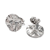 Non-Tarnish 304 Stainless Steel Textured Flat Round Ear Studs for Women EJEW-P234-11P-2