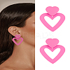 1 Pair Hollow Heart Acrylic Dangle Clip-on Earrings for Women EJEW-LP0001-87-1