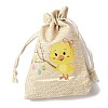 12Pcs 12 Styles Easter Egg Chick Rabbit Printed Rectangle Burlap Cloth Packing Pouches ABAG-U006-01-4