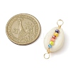Natural Cowrie Shell & Faceted Glass Connetctor Charms PALLOY-JF02664-02-3