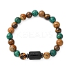 12 Constellations Natural Tiger Eye & Picture Jasper & Agate & Black Onyx Round Beaded Stretch Bracelets for Men Women WGB9E7C-06-1