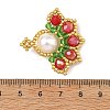 Christmas Round Shell Pearl & Glass Seed Beads Pendants PALLOY-MZ01448-3