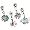 16Pcs 4 Styles Alloy with Synthetic Turquoise Zipper Pulls HJEW-TAC0098-2