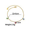 Bohemian Style 304 Stainless Steel Pave Cubic Zirconia Teardrop & Round White Plastic Pearl Charm Anklets FS-WGDB107-05-1
