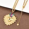 304 Stainless Steel Enamel Heart Pendant Wheat Chain Necklaces NJEW-P430-04A-G-2