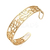 Lotus 304 Stainless Steel Open Cuff Bangle for Woman LS-BJEW-M112-01G-1