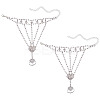 2Pcs Brass Rhinestone Chain Finger Rings Bracelet BJEW-ME0001-02-1
