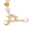 Natural Amber & Shell Pearl Beaded Bracelets for Women BJEW-JB13655-4