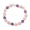 Cherry Quartz Glass & Natural Quartz & Natural Amethyst Stretch Bracelets for Women BJEW-JB13190-2