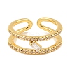 Brass Micro Pave Cubic Zirconia Cuff Rings for Women RJEW-S392-22G-2
