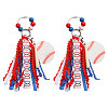 2Pcs Baseball Polyester & Wood & Zinc Alloy & Acrylic Pendant Keychains KEYC-CA0001-59-1