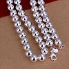 Popular Silver Color Plated Brass Round Ball Beaded Necklaces NJEW-BB12698-10-3