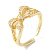 Bowknot Brass Micro Pave Clear Cubic Zirconia Open Cuff Rings for Women LS-RJEW-C098-23G-1