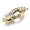 Brass Micro Pave Clear Cubic Zirconia Lobster Claw Clasps KK-N227-49G-NF-1