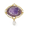 Raw Natural Amethyst Pendants KK-P282-03G-B-1